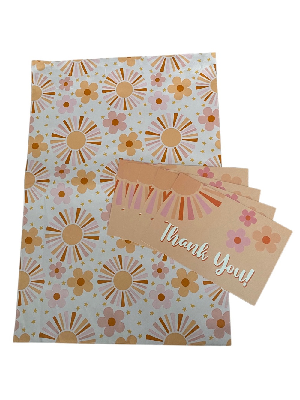 Retro Floral Polymailer & Thank You Card Set (10ct)